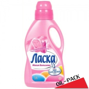 Ласка жидк.д/стирки 1л Бальзам Шерсть и Шёлк (розов.)